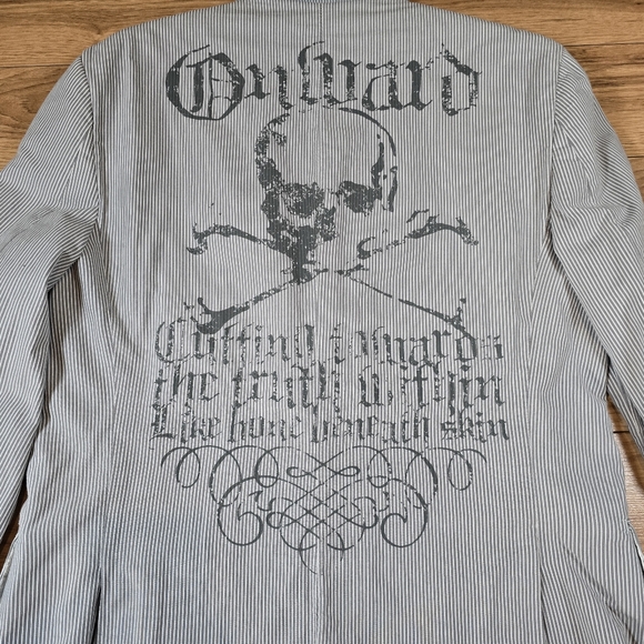 NWT Express White Gray SEERSUCKER Sport Coat SKULL Crossbones Jacket Blazer 40R - Picture 4 of 10